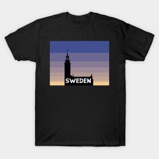 Sweden Stadshus with blue and yellow sunrise T-Shirt